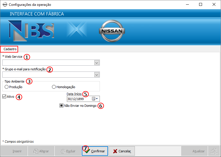 Nisssan Extrator - Parametros - Cruzamento Empresa x Operacao - OP 12 - Aba Cadastro.png