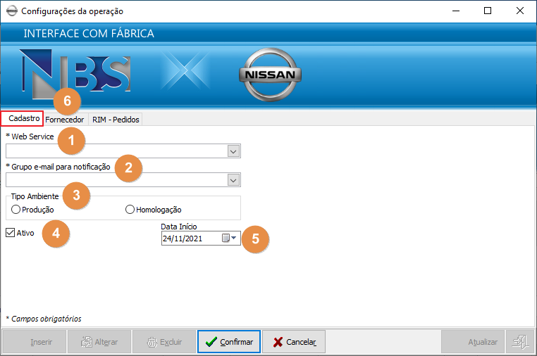 Nisssan Extrator - Parametros - Cruzamento Empresa x Operacao - OP 11 - Aba Cadastro1.png