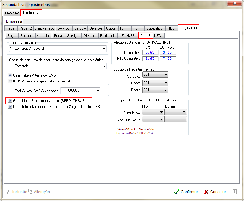 Tabelas - Parametros Gerais 2 - Legislacao - Aba Sped.png