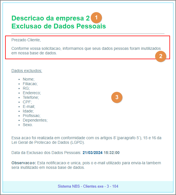 Tabelas - Botão LGPD - Form Configuração LGPD - Botão Término do Tratamento - Form Config Ref ao Processo de Exclusão dos Dados Pessoais - Botão Inclusão - Email Recebido Cliente.png