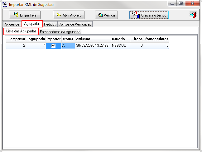 PedCentral - Sugestoes (Estoque) - Import - Form Importar XML de Sugestao - Aba Agrupadas.png