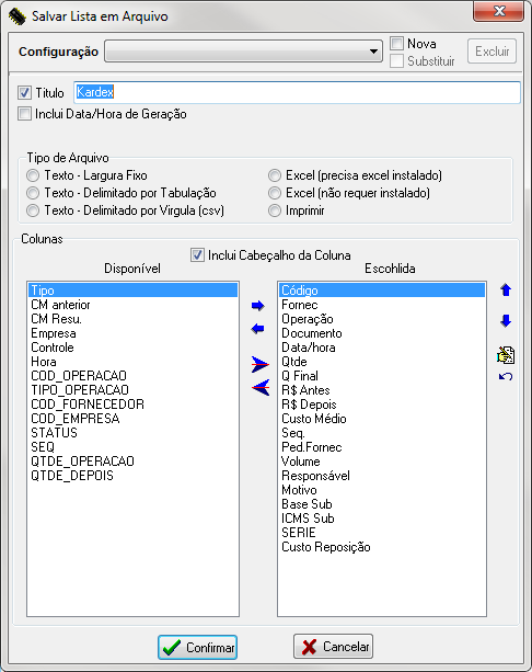 Almoxarifado - Guia Estoquista - Cardex - Cardex Fisico - Form Kardex Hist do Item - Botao Salva Lista em Arquivo Excel - Form Salva Lista em Arquivo.png