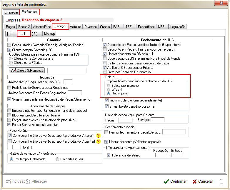 Tabelas - Parametros Gerais 2 - Servicos - Aba 2 - Parametro Imprimir boleto bancario no fechamento da OS.png