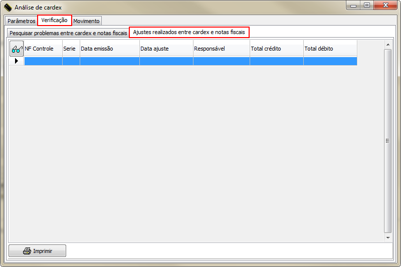 Almoxarifado - Estoquista - Cardex - Novo Cardex Contabil - Botao Analise - For Analise de Cardex - Aba Verificacao - Ajustes Realizados entre Cardex e NF.png