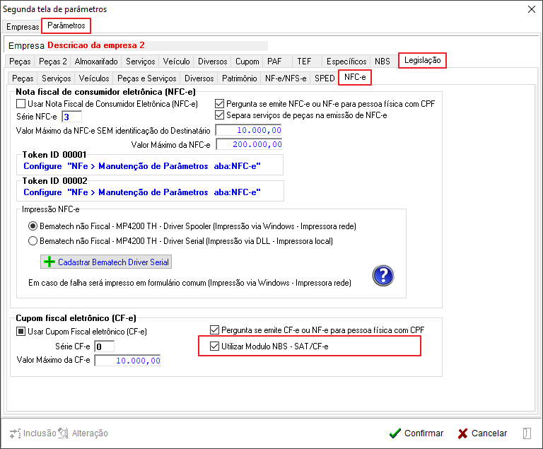 Tabelas - Parametros Gerais 2 - Legislacao - NFCe - Parametro Utilizar Modulo NBS-SatCFE.png