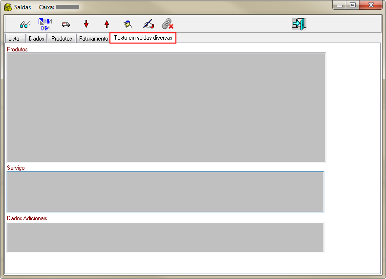 Caixa Operacional - Aba Extrato - Botao Nota Fiscal de Venda - Form Saidas Caixa - Aba Texto em saidas diversas.png