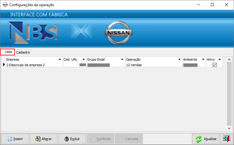 Nisssan Extrator - Parametros - Cruzamento Empresa x Operacao - OP 12 - Aba Lista.png