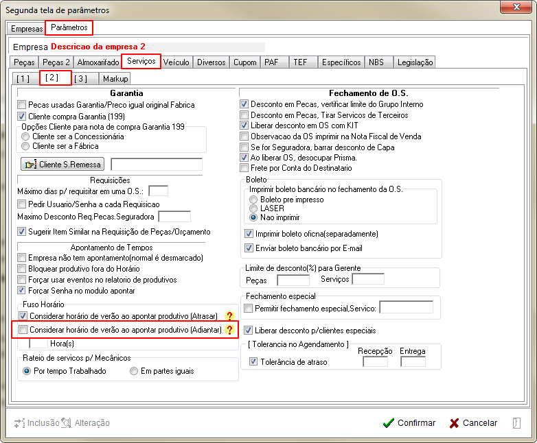 Tabelas - Parametros Gerais 2 - Servicos - Aba 2 - Parametro Considerar horario de verao ao apontar produtivo (Adiantar).png