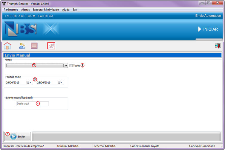 Triumphextrator - envio de leads manual - tela principal.png