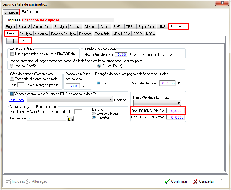 Tabelas - Parametros Gerais 2 - Legislacao - Pecas - Aba 2 Parametro Red BC ICMS Vda Est.png