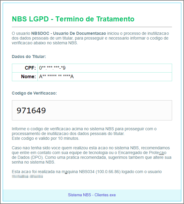 Clientes - Aba Cockpit LGPD - Sub Aba Término do Atendimento - Botão Processar Exclusão - Tela Confirmação - Email Recebido.png