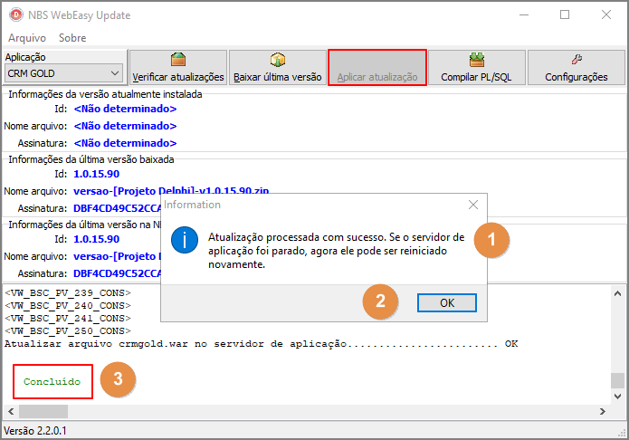 CRM Gold - Manual de Atualização - Menu Raiz - Disco Local C - Pasta Java - WEUpdate-Atalho - Form NBS WebEasy Update - Guia Aplicar Atualização - Tela Informativa.png