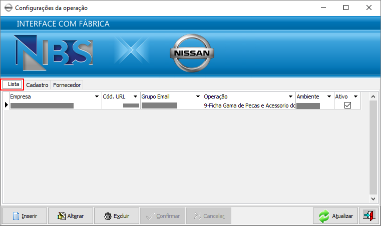 Nisssan Extrator - Parametros - Cruzamento Empresa x Operacao - OP 9 - Aba Lista.png