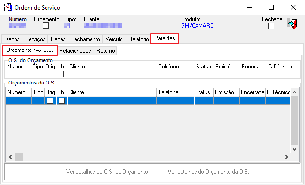 Pedidos - Vendas - Pendentes-Oficina - Form Vendas Pendentes - Botao Detalhes do documento relacionado - Aba Parentes - Sub Aba Orcamento-OS.png