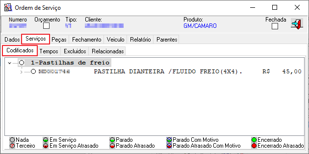 Pedidos - Vendas - Pendentes-Oficina - Form Vendas Pendentes - Botao Detalhes do documento relacionado - Aba Servicos - Sub Aba Codificados.png