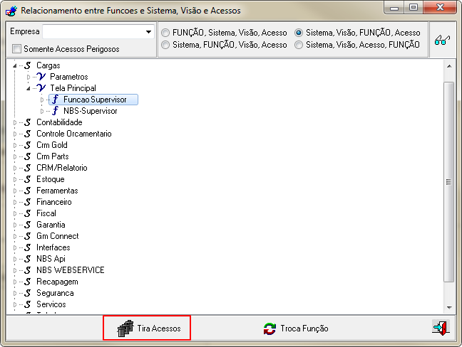 NBS User - Gerenciamento - Form Relacionamento entre Funcoes e Sistema, Visao e Acessos - Botao Tira Acessos.png