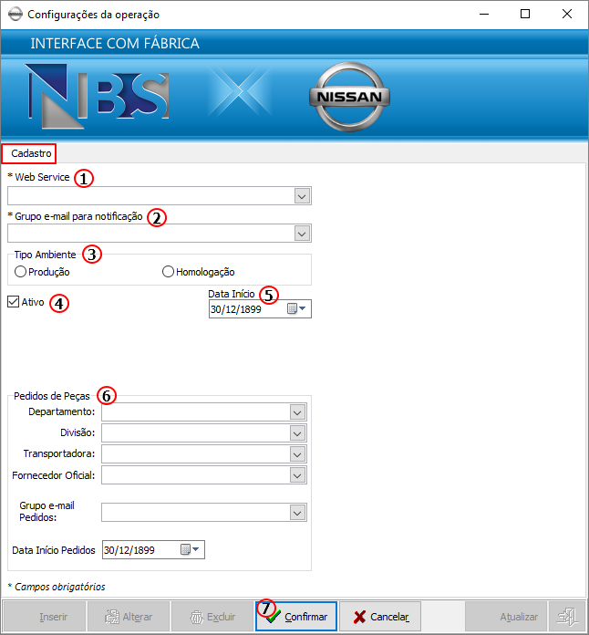 Nisssan Extrator - Parametros - Cruzamento Empresa x Operacao - OP 13 - Aba Cadastro.png