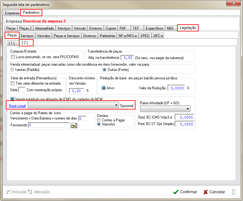Tabelas - Parametros Gerais 2 - Legislacao - Pecas - Aba 2 Parametro Base Legal.png