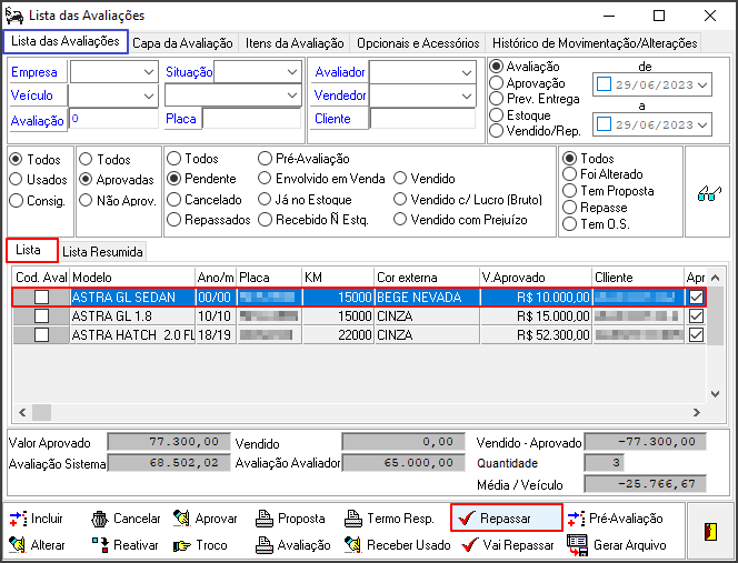 Avalia - Controles - Lista das Avaliações - Botão Repasse.png