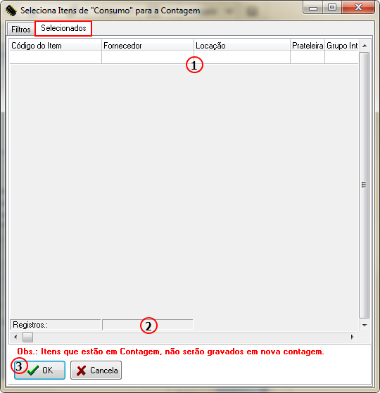 Almoxarifado - Contagem de Estoque - Form Contagem de Estoque - Botao Escolher Itens para Contagem - Form Seleciona itens de Consumo para a contagem - Aba Selecionados.png