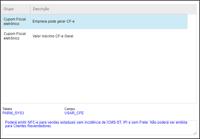 CRM Parts - Parâmetros - Parâmetros Grupo Cupom Fiscal Eletrônico.png