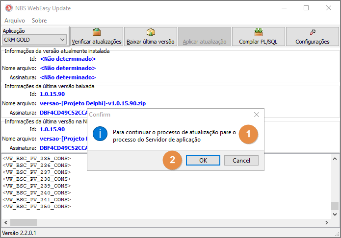 CRM Gold - Manual de Atualização - Menu Raiz - Disco Local C - Pasta Java - WEUpdate-Atalho - Form NBS WebEasy Update - Guia Aplicar Atualização - Tela Confirmação.png