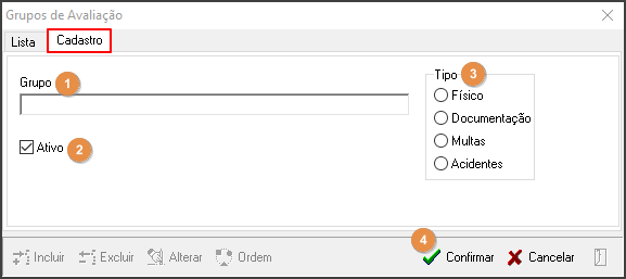 Avalia - Tabelas de Suporte - Grupos de Avaliação - Form Grupos de Avaliação - Aba Cadastro.png