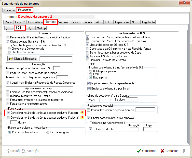 Tabelas - Parametros Gerais 2 - Servicos - Aba 2 - Parametro Considerar horario de verao ao apontar produtivo (Atrasar).png