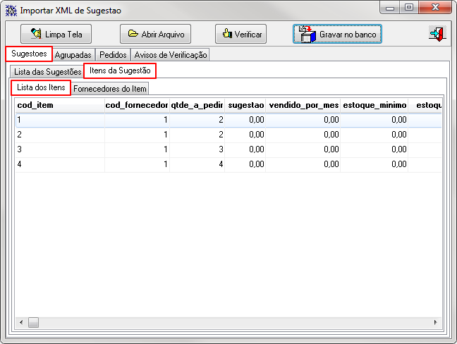 PedCentral - Sugestoes (Estoque) - Import - Form Importar XML de Sugestao - Aba Sugestoes - Itens da Sugestao - Lista de Itens.png