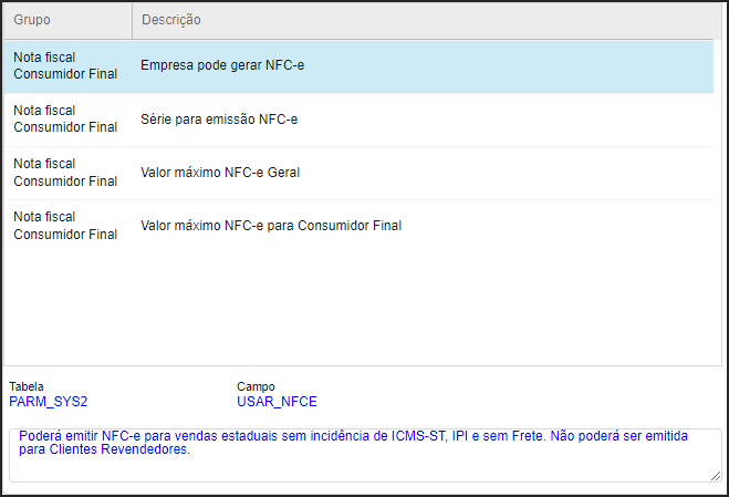 CRM Parts - Parâmetros - Parâmetros Grupo Nota Fiscal Consumidor Final.png