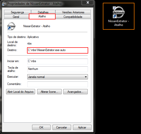 NissanExtrator - Executar Minimizado - Tela Atalho 2.png