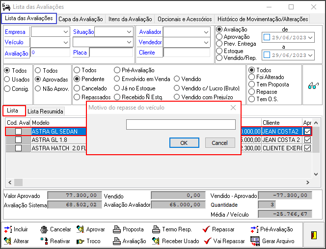 Avalia - Controles - Lista das Avaliações - Botão Repasse - Form Motivo do Repasse.png