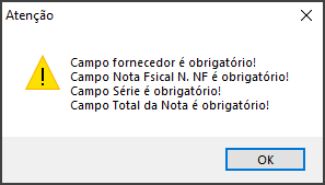 Sisfin - Contas a Pagar - Carteira Contas a Pagar - Aba Contas a Pagar - Botão NF Compra - Botão Incluir Entrada-Só Diversa - Form Entrada Diversas - Aba Dados - Sub Aba Capa - Tela Atenção.png