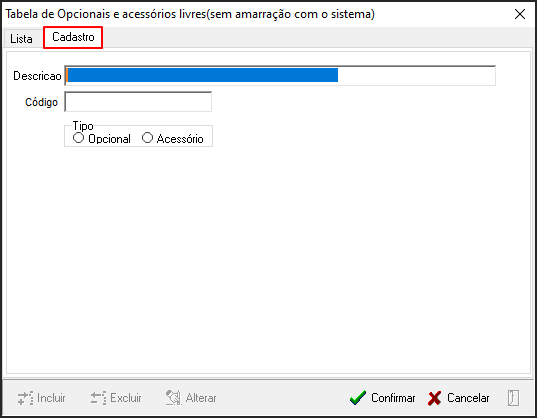 Avalia - Tabelas de Suporte - Opcionais e Acessórios - Form Tabela de Opcionais - Botão Incluir - Aba Cadastro.png
