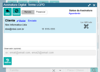 Assinatura Digital - Termo LGPD