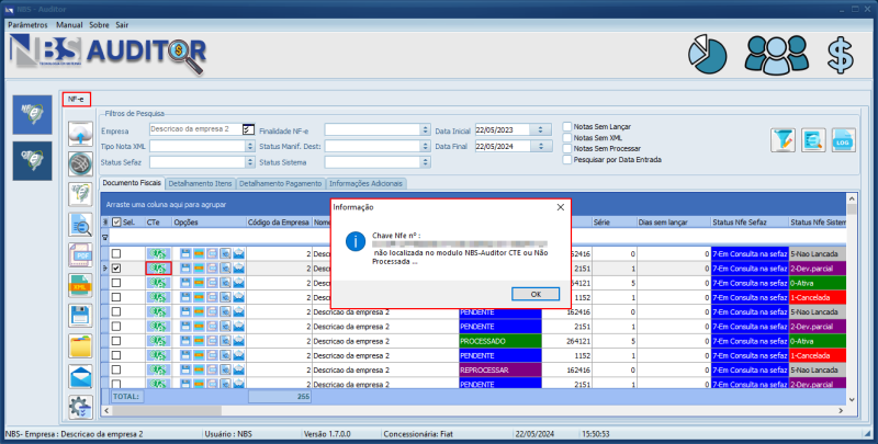 NBS Auditor - Tela Menu Principal - Botão NFe - Aba Documentos Fiscais - Botão CTe.png