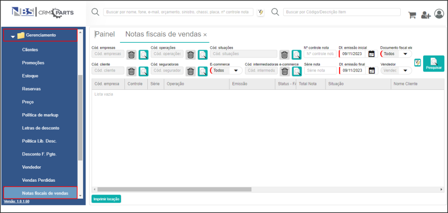 CRM Parts - Gerenciamento - Notas Fiscais de Vendas.png