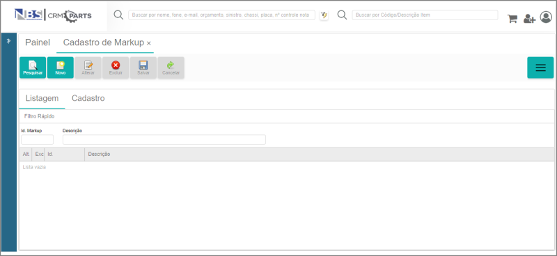 CRM Parts - Tabelas - Peças - Markup - Aba Listagem.png