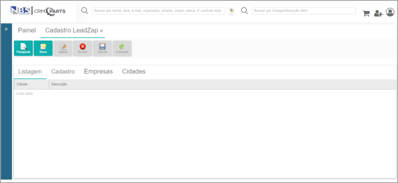 CRM Parts - Tabelas - LeadZap - Cadastro - Aba Listagem.png
