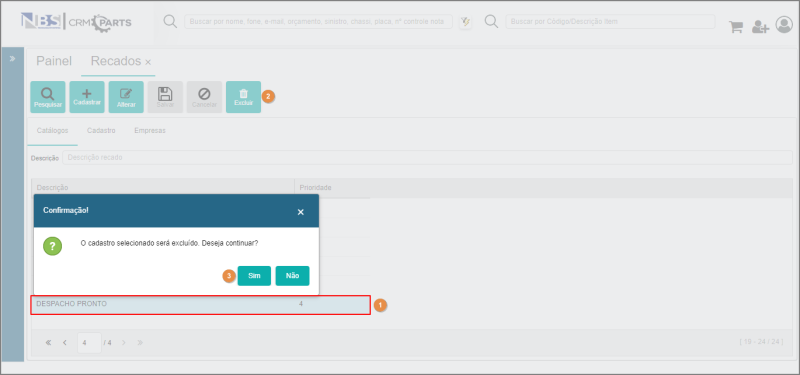 CRM Parts - Tabelas - Lead - Recados Tela - Aba Catálogo - Botão Excluir - Tela Confirmação.png