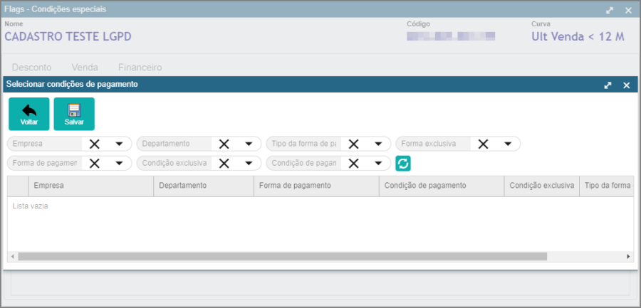 CRM Parts - Botão Novo Lead - Botão Flags Esp - Form Flags-Condições Esp - Aba Financ - Sub Aba Forma-Condição de Pgto - Botão Condição de Pgto - Form Selecionar Condições de pagamento.png