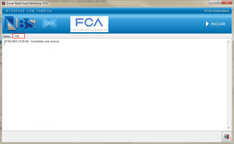 CargaFCA - Aba Gerenciador de XML - Gerenciador de Envio XML - Form Enviar NFE- FCA - Aba Log.png