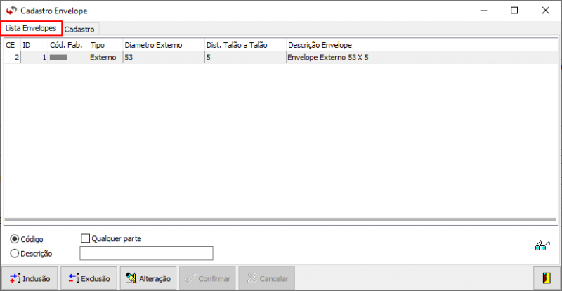 NBSRecap - Tela Menu Principal - Tabelas - Envelopes - Form Cadastro Envelopes - Aba Lista Envelopes.png