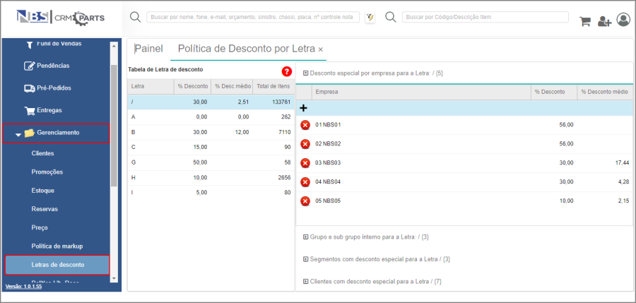 CRM Parts - Gerenciamento - Letras de Desconto - Menu Principal.png