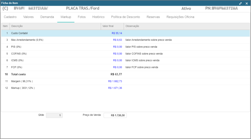 CRM Parts - Tela Menu Principal - Pré Pedidos - Grid - Form Ficha do Item - Guia Markup.png