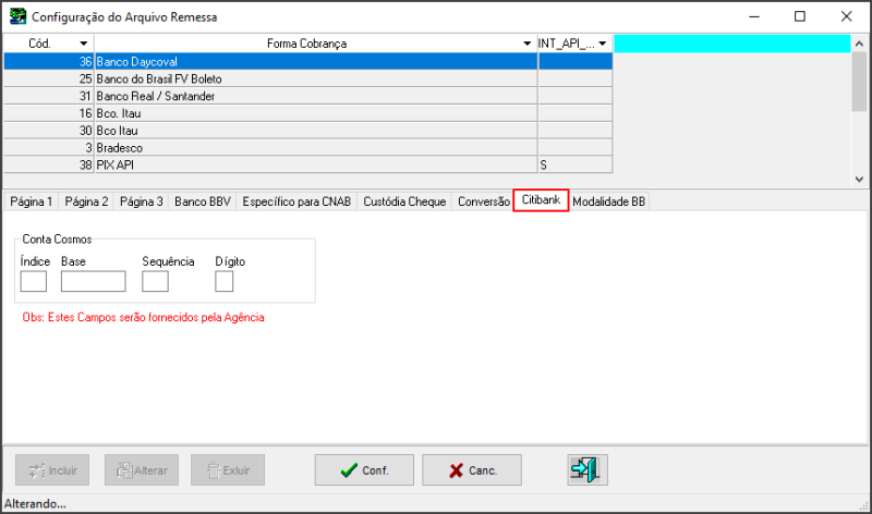 Sisfin - Tabelas - Cobrança Bancaria - Configuração Empresa Banco - Aba Citibank.png