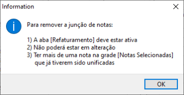 Sisfin - Contas a Receber - Nota Fiscal Venda - Form Saidas - Aba Lista - Botao Remover Juncao de Notas - Tela Informativa.png