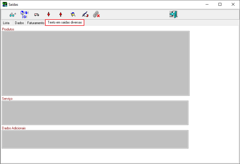 Sisfin - Contas a Receber - Nota Fiscal Venda - Form Saidas - Aba Texto Saidas Diversas.png