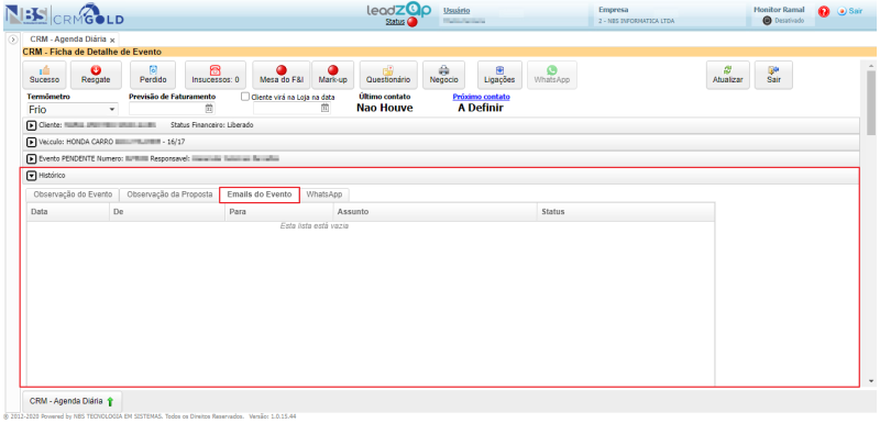 CRM Gold - Controle de Leads - Agenda - Ficha de Detalhe do Evento - Guia Historico - Aba Emails Evento.png