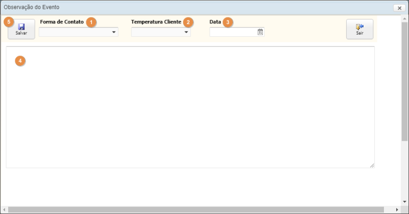 CRM Gold - Controle de Leads - Agenda - Ficha de Detalhe de Evento - Historico - Botao Nova Observacao - Form Observacao do Evento.png